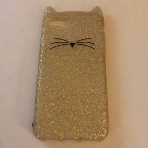 Kate Spade glittery cat case  iPhone 7/8 EUC
